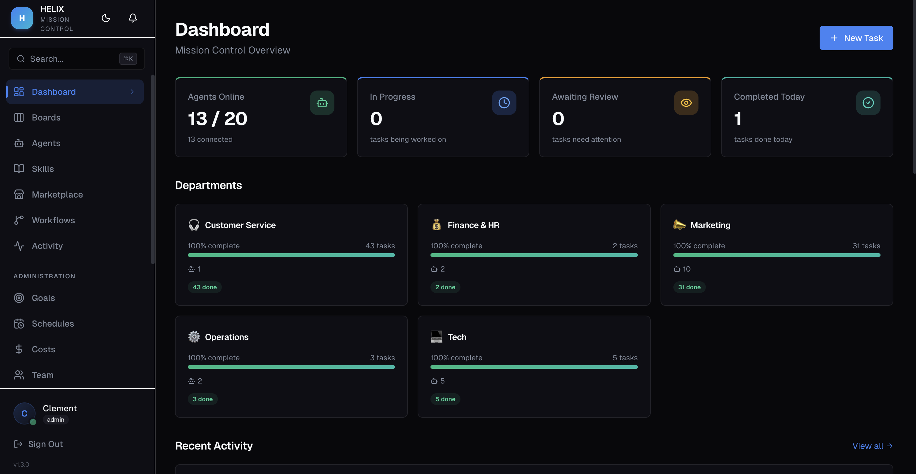 HELIX Mission Control Dashboard